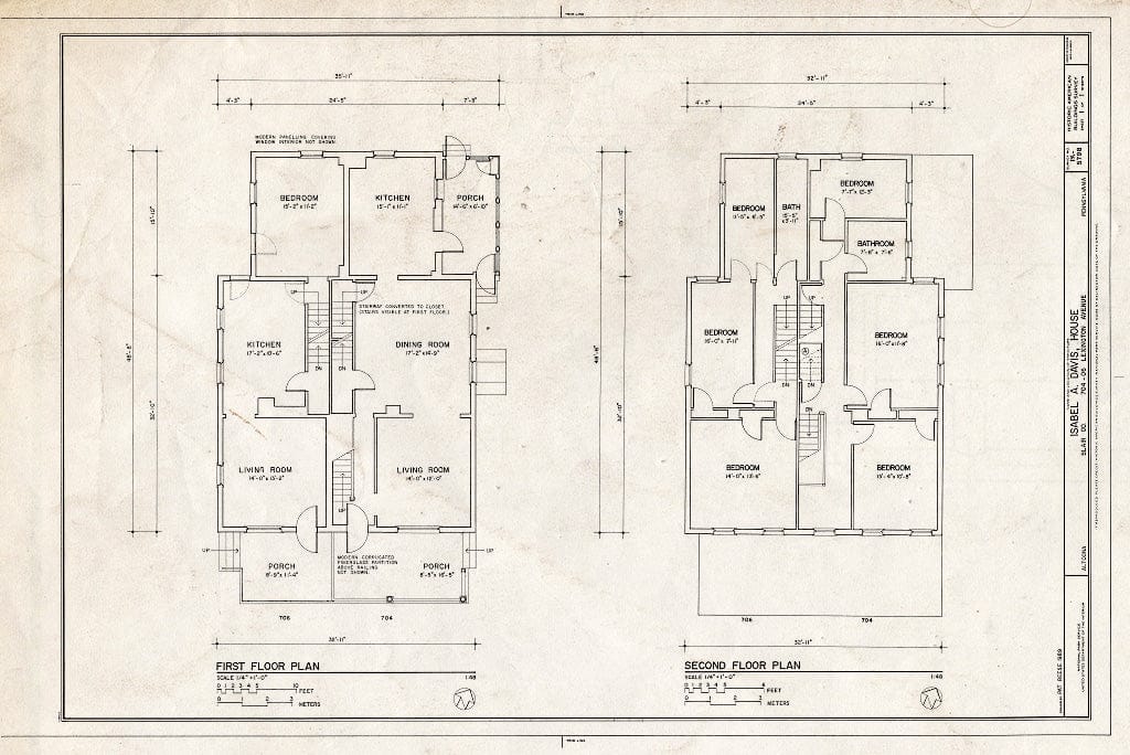 Blueprint HABS PA,7-Alto,19- (Sheet 1 of 1) - Isabel A. Davis House, 704-706 Lexington Avenue, Altoona, Blair County, PA
