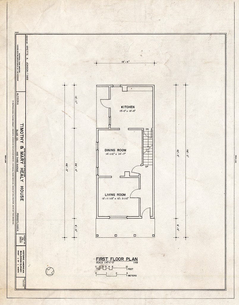 Blueprint HABS PA,7-Alto,54- (Sheet 1 of 1) - Timothy & Mary C. Healy House, 1415 Third Avenue, Altoona, Blair County, PA