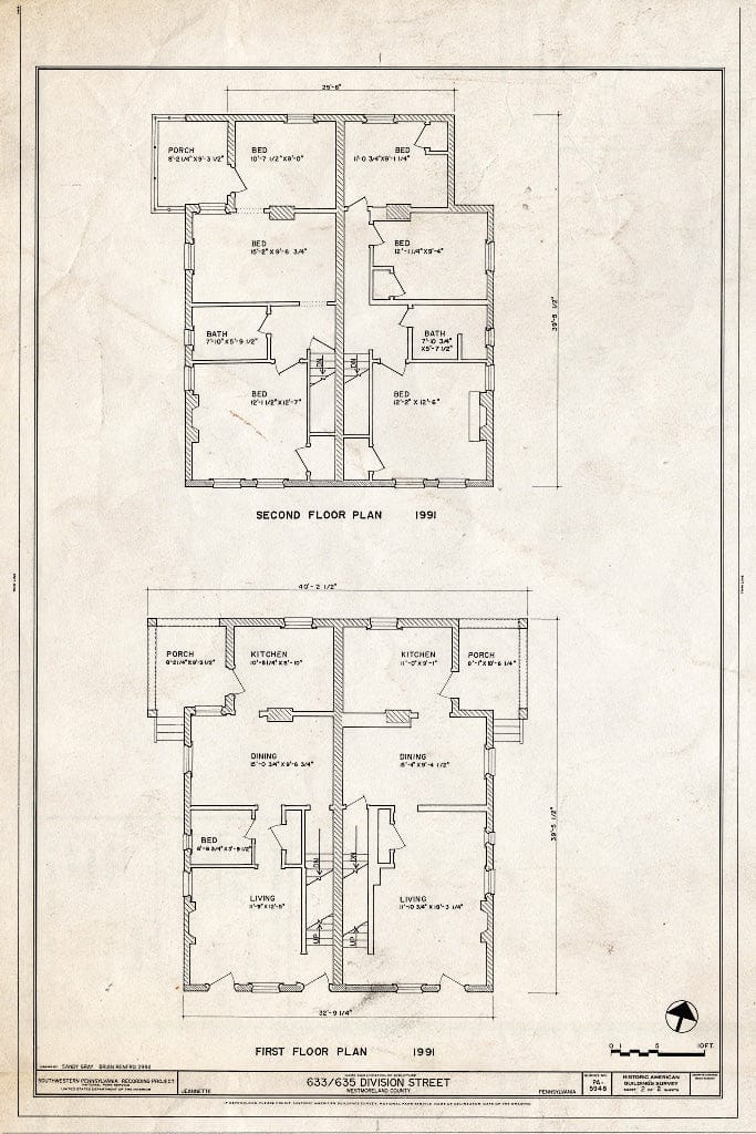 Blueprint HABS PA,65-Jean,43- (Sheet 2 of 2) - 633-635 Division Street (House), Jeannette, Westmoreland County, PA