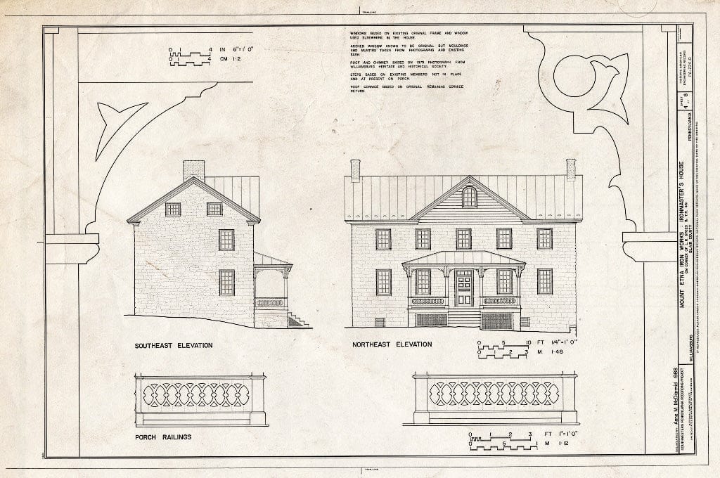 Blueprint HAER PA,7-Will,1-D- (Sheet 4 of 8) - Mount Etna Iron Works, Ironmaster's House, Legislative Route 07020 & T.R. 461, Williamsburg, Blair County, PA