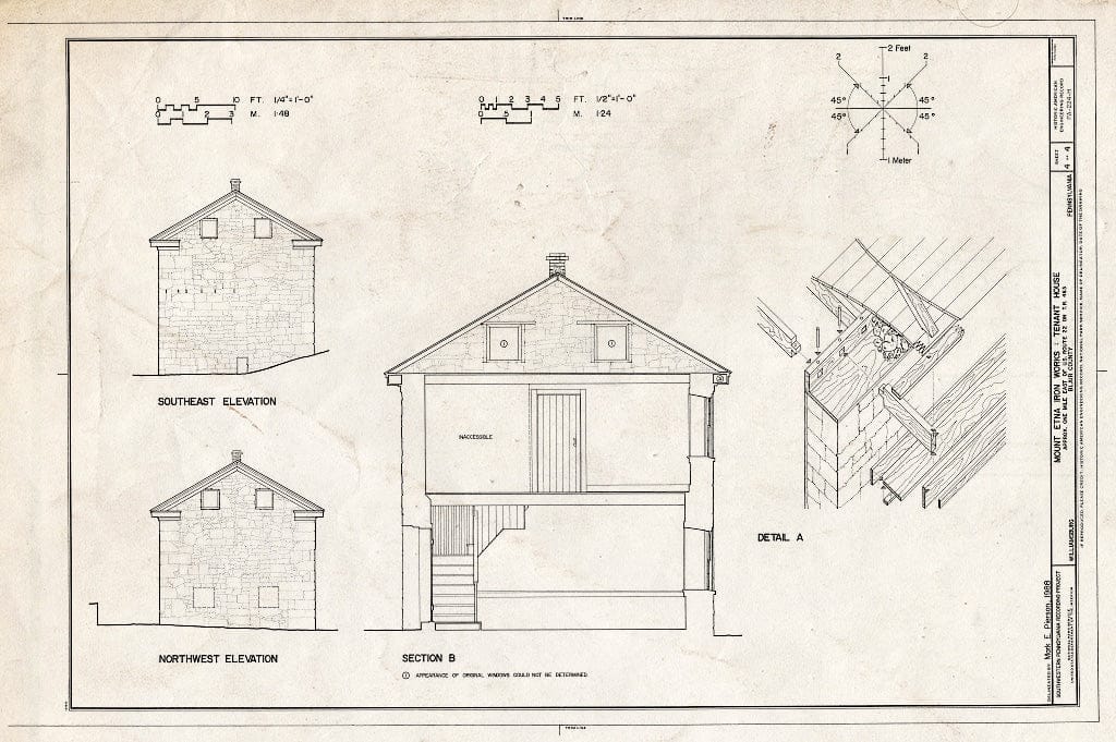 Blueprint HAER PA,7-Will,1-H (Sheet 4 of 4) - Mount Etna Iron Works, Tenant House, East of U.S. Route 22 on T.R. 463, Williamsburg, Blair County, PA