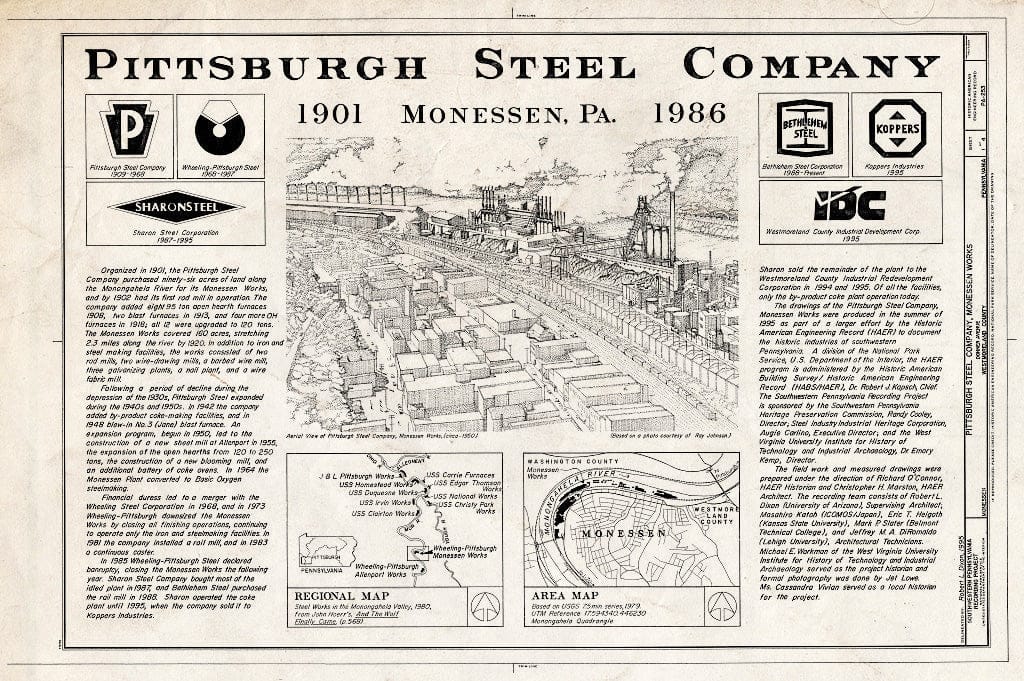 Blueprint Title Sheet - Pittsburgh Steel Company, Monessen Works, Donner Avenue, Monessen, Westmoreland County, PA