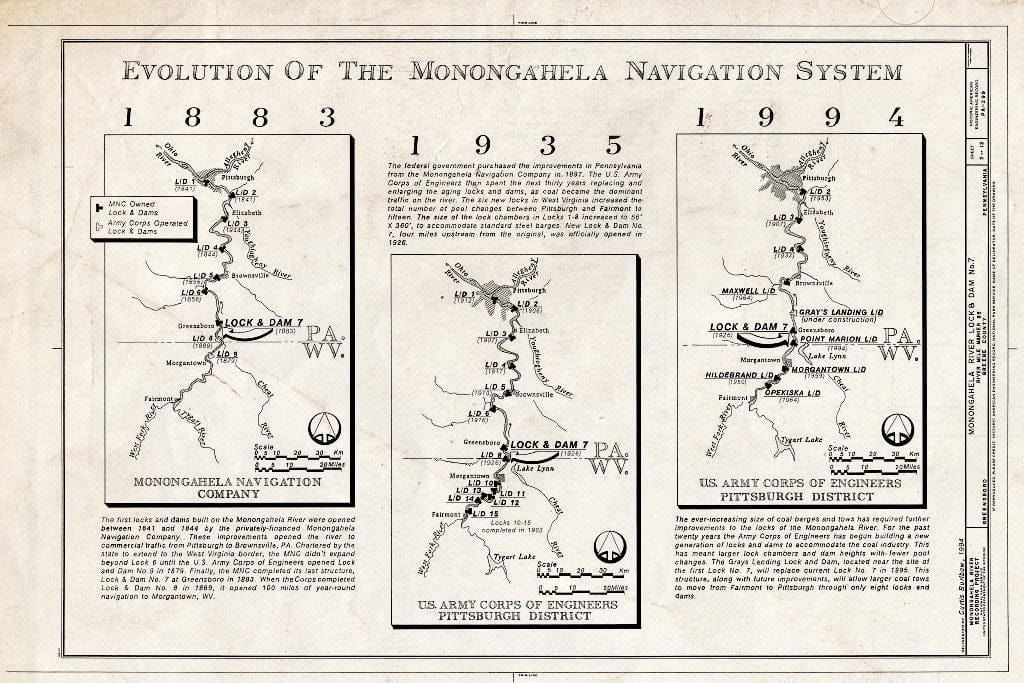 Blueprint HAER PA,30-GREE,1- (Sheet 2 of 12) - Monongahela River Lock & Dam No. 7, River Mile No. 85, Greensboro, Greene County, PA