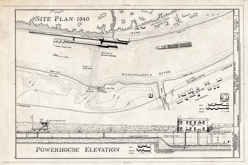 Blueprint HAER PA,30-GREE,1- (Sheet 5 of 12) - Monongahela River Lock & Dam No. 7, River Mile No. 85, Greensboro, Greene County, PA