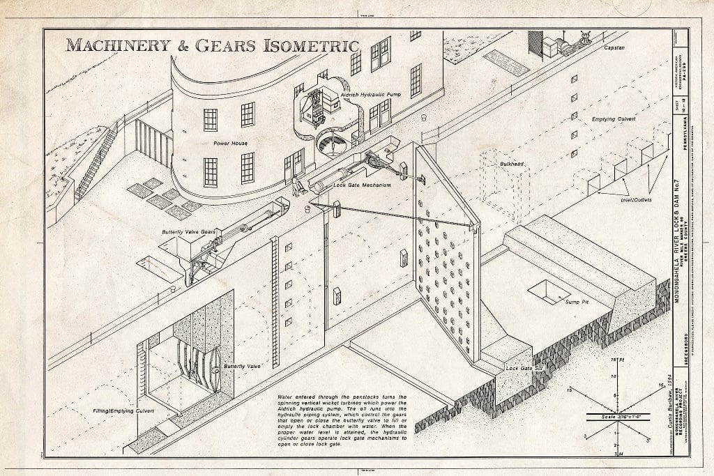 Blueprint HAER PA,30-GREE,1- (Sheet 10 of 12) - Monongahela River Lock & Dam No. 7, River Mile No. 85, Greensboro, Greene County, PA