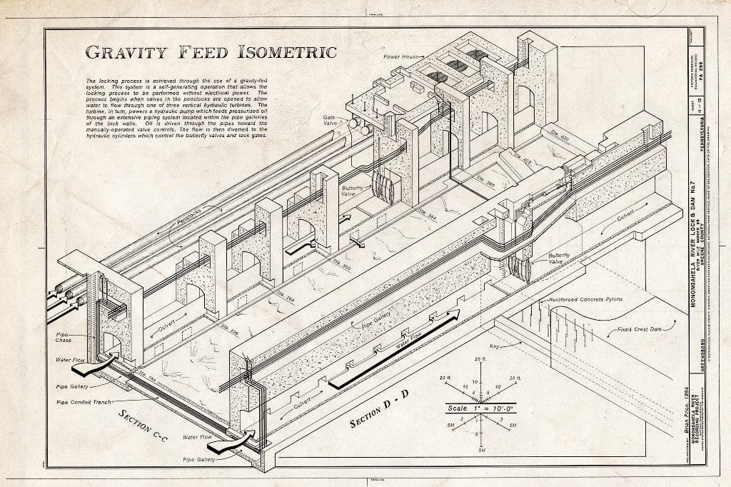 Blueprint HAER PA,30-GREE,1- (Sheet 11 of 12) - Monongahela River Lock & Dam No. 7, River Mile No. 85, Greensboro, Greene County, PA