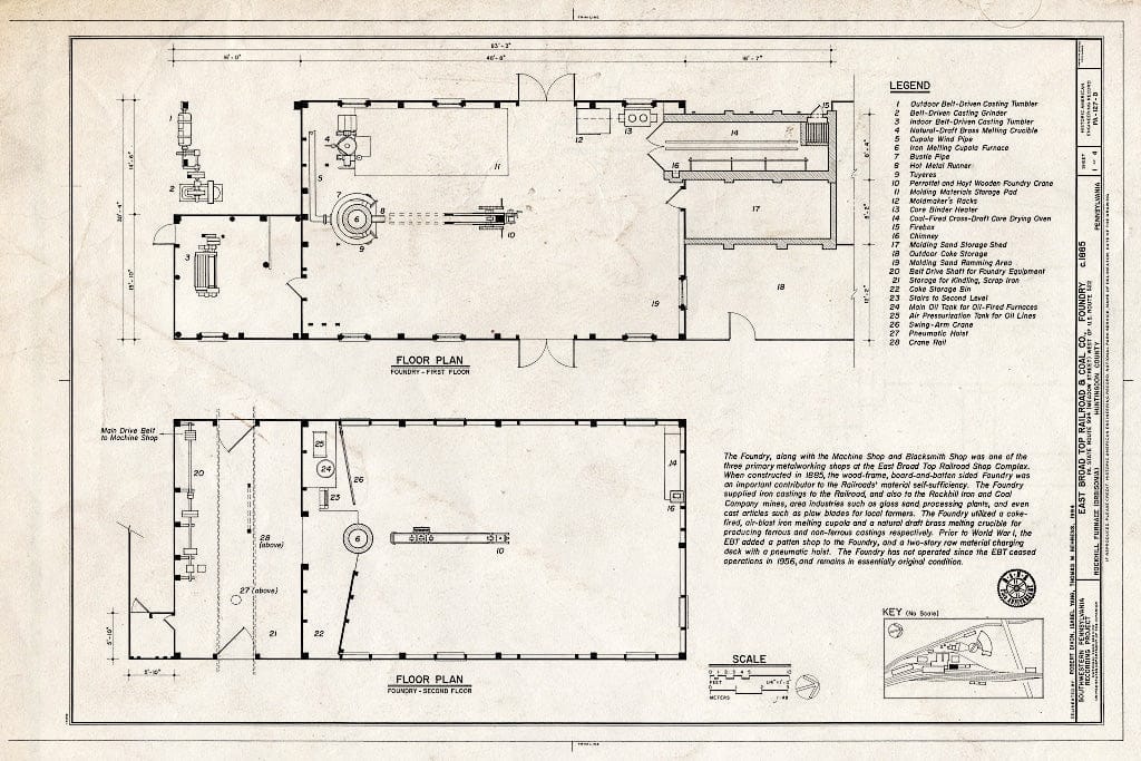Blueprint HAER PA,31-ROCFN,1D- (sheet 1 of 4) - East Broad Top Railroad & Coal Company, Foundry, State Route 994, West of U.S. Route 522, Rockhill Furnace, Huntingdon County, PA