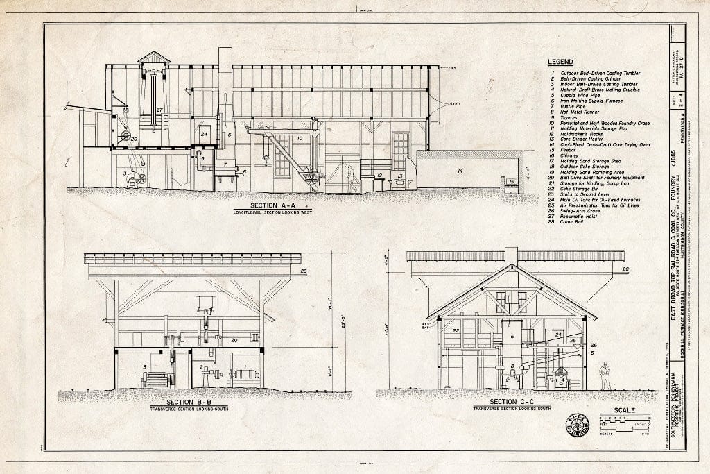 Blueprint HAER PA,31-ROCFN,1D- (sheet 2 of 4) - East Broad Top Railroad & Coal Company, Foundry, State Route 994, West of U.S. Route 522, Rockhill Furnace, Huntingdon County, PA