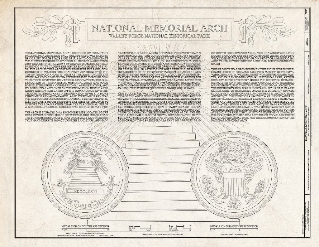 Blueprint HABS PA,46-VALFO.V,1- (Sheet 1 of 9) - National Memorial Arch, King of Prussia, Montgomery County, PA