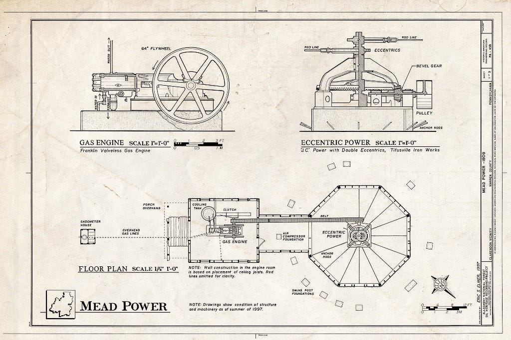 Blueprint HAER PA,62-CLAR.V,1- (Sheet 1 of 3) - South Penn Oil Company, G. M. Mead Lot 492 Lease, Morrison Run Field, Clarendon, Warren County, PA