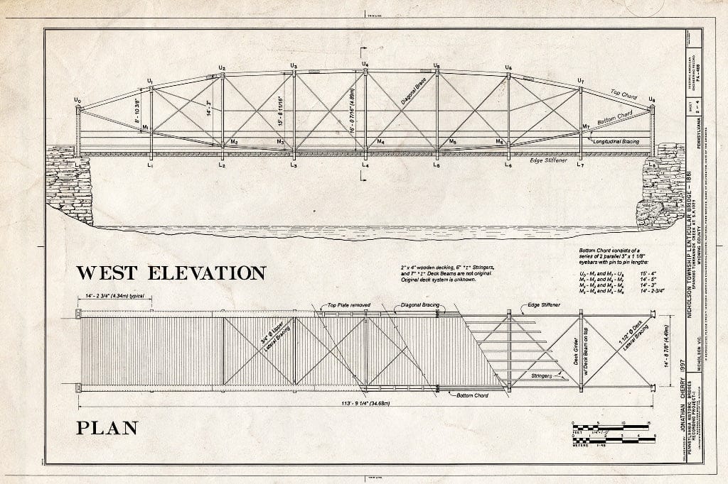 Blueprint HAER PA,66-NICH.V,1- (Sheet 2 of 4) - Nicholson Township Lenticular Bridge, Spanning Tunkhannock Creek at State Route 1029, Nicholson, Wyoming County, PA