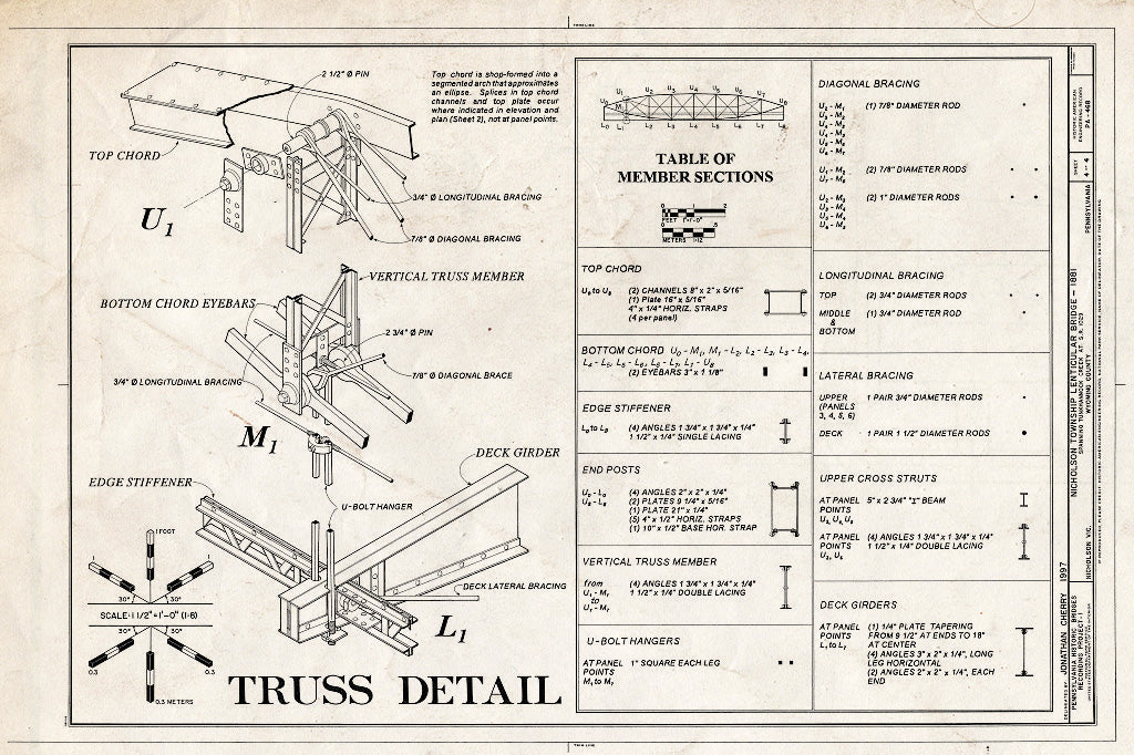 Blueprint HAER PA,66-NICH.V,1- (Sheet 4 of 4) - Nicholson Township Lenticular Bridge, Spanning Tunkhannock Creek at State Route 1029, Nicholson, Wyoming County, PA