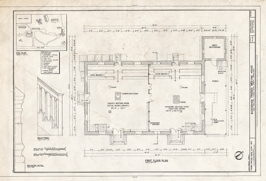 Blueprint HABS PA-6224 (Sheet 1 of 4) - Buckingham Friends Meeting House, 5684 York Road, Lahaska, Bucks County, PA