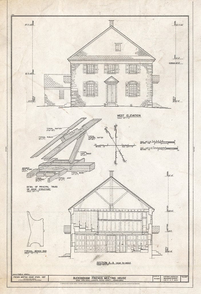 Blueprint HABS PA-6224 (Sheet 4 of 4) - Buckingham Friends Meeting House, 5684 York Road, Lahaska, Bucks County, PA