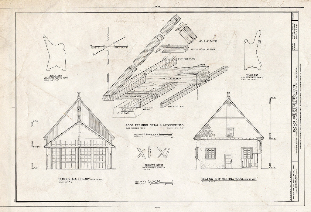 Blueprint HABS PA-6226 (Sheet 3 of 4) - Radnor Friends Meeting House, Southwest Corner of Sproul & Conestoga Roads, Ithan, Delaware County, PA