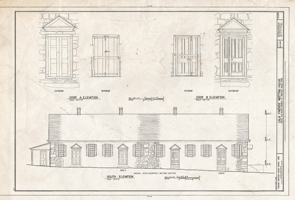 Blueprint HABS PA-6227 (Sheet 2 of 3) - Caln Friends Meeting House, Northeast Corner of Kings Highway (Route 340) & Meetinghouse Road, Thorndale, Chester County, PA