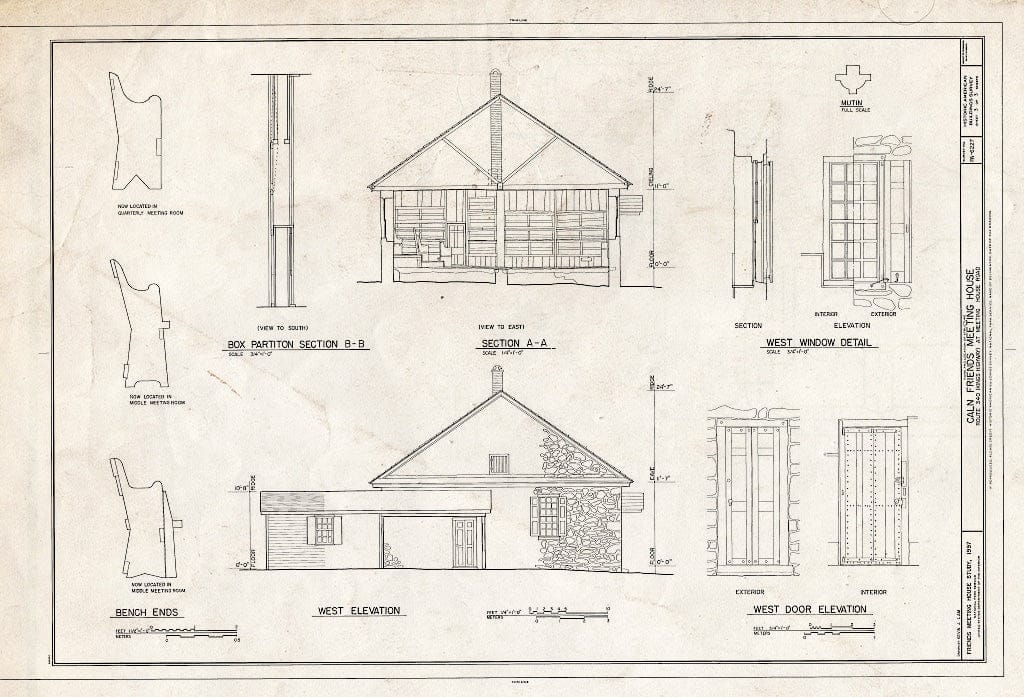 Blueprint HABS PA-6227 (Sheet 3 of 3) - Caln Friends Meeting House, Northeast Corner of Kings Highway (Route 340) & Meetinghouse Road, Thorndale, Chester County, PA