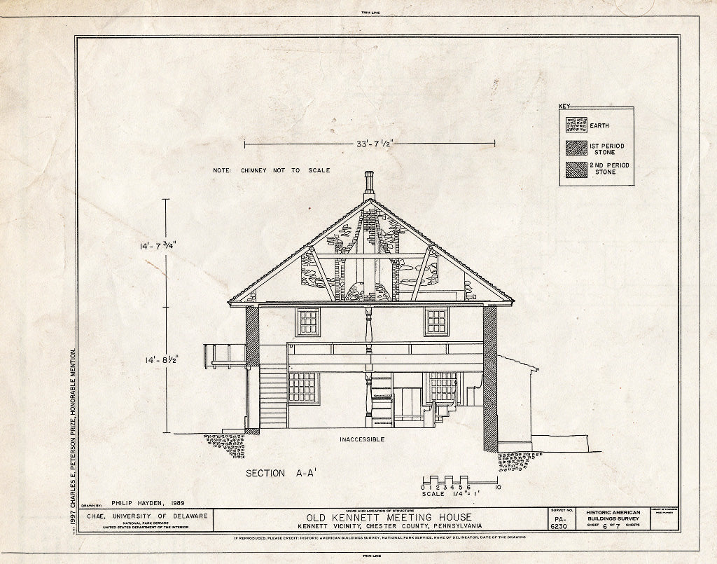 Blueprint HABS PA,15-KENSQ.V,4- (Sheet 6 of 7) - Old Kennett Meeting House, U.S. Route 1, 1 Mile North of Longwood Gardens, Kennett Square, Chester County, PA