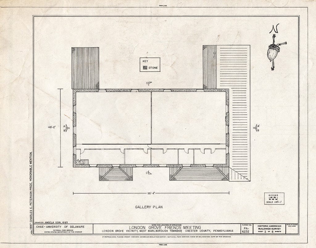 Blueprint HABS PA,15-LONGR.V,2- (Sheet 2 of 8) - London Grove Friends Meeting House, Southwest of Route 926 & Newark Road Intersection, Chatham, Chester County, PA