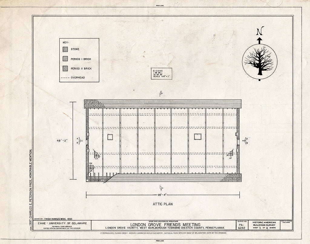Blueprint HABS PA,15-LONGR.V,2- (Sheet 3 of 8) - London Grove Friends Meeting House, Southwest of Route 926 & Newark Road Intersection, Chatham, Chester County, PA