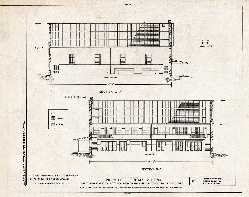 Blueprint HABS PA,15-LONGR.V,2- (Sheet 6 of 8) - London Grove Friends Meeting House, Southwest of Route 926 & Newark Road Intersection, Chatham, Chester County, PA
