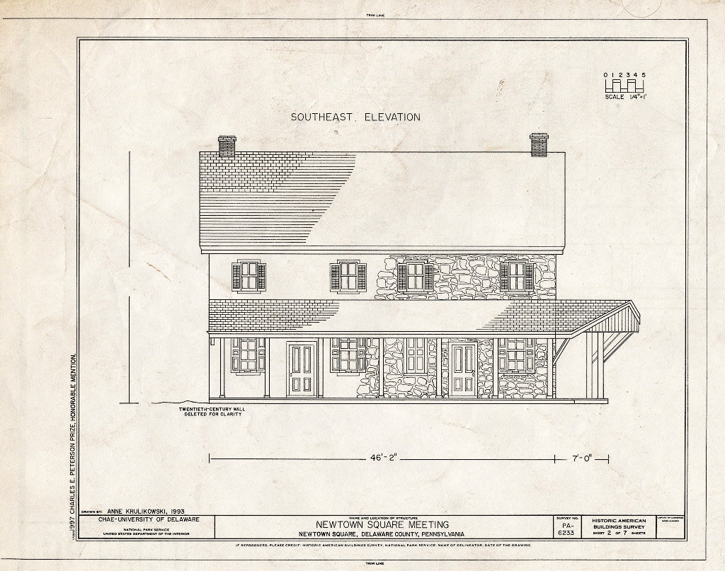 Blueprint HABS PA,23-NEWSQ,1- (Sheet 2 of 7) - Newtown Square Meeting House, 120 North Newtown Street Road, Newtown Square, Delaware County, PA