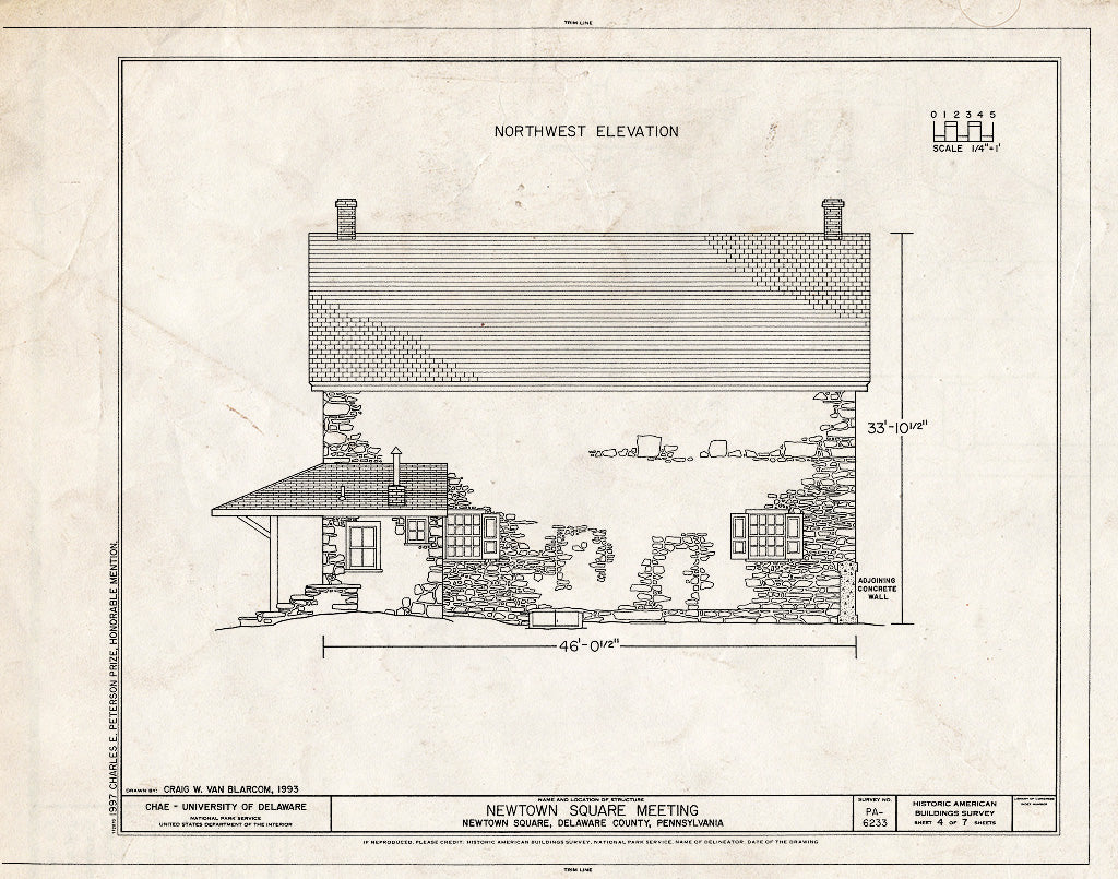 Blueprint HABS PA,23-NEWSQ,1- (Sheet 4 of 7) - Newtown Square Meeting House, 120 North Newtown Street Road, Newtown Square, Delaware County, PA