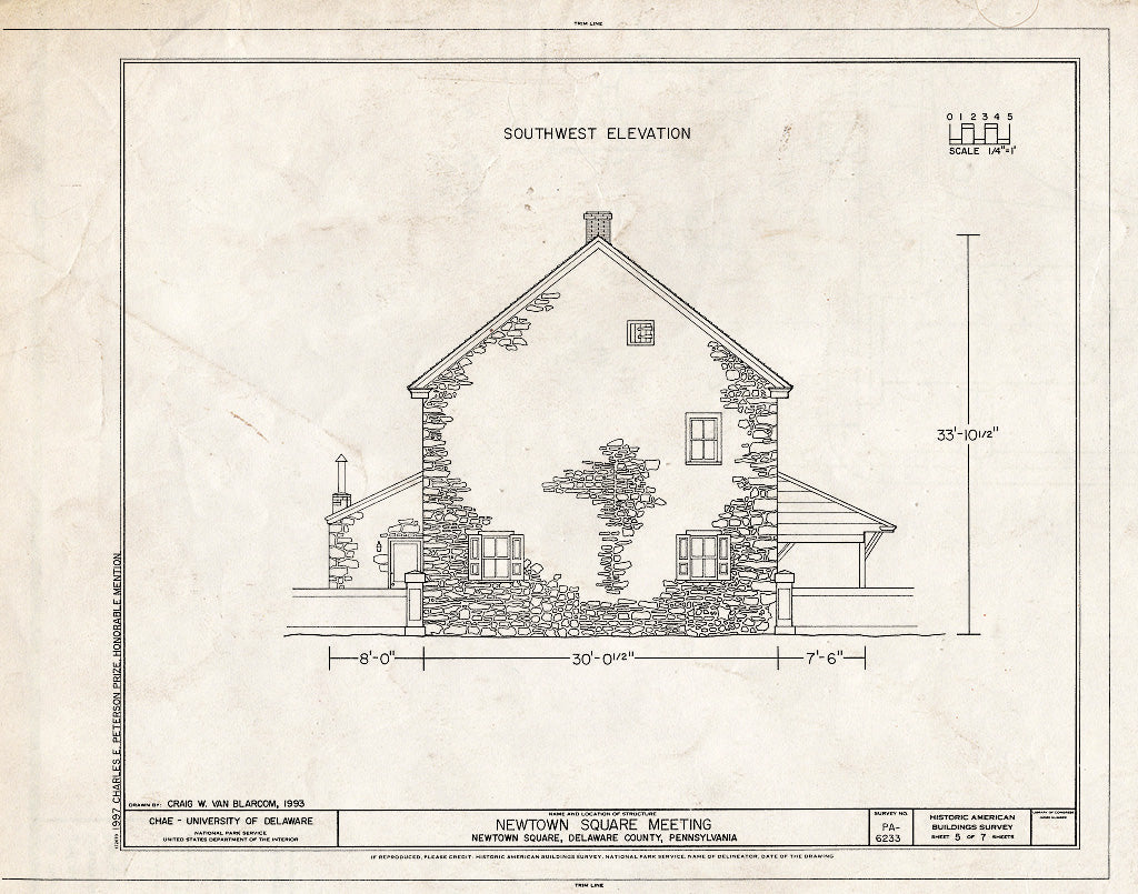 Blueprint HABS PA,23-NEWSQ,1- (Sheet 5 of 7) - Newtown Square Meeting House, 120 North Newtown Street Road, Newtown Square, Delaware County, PA