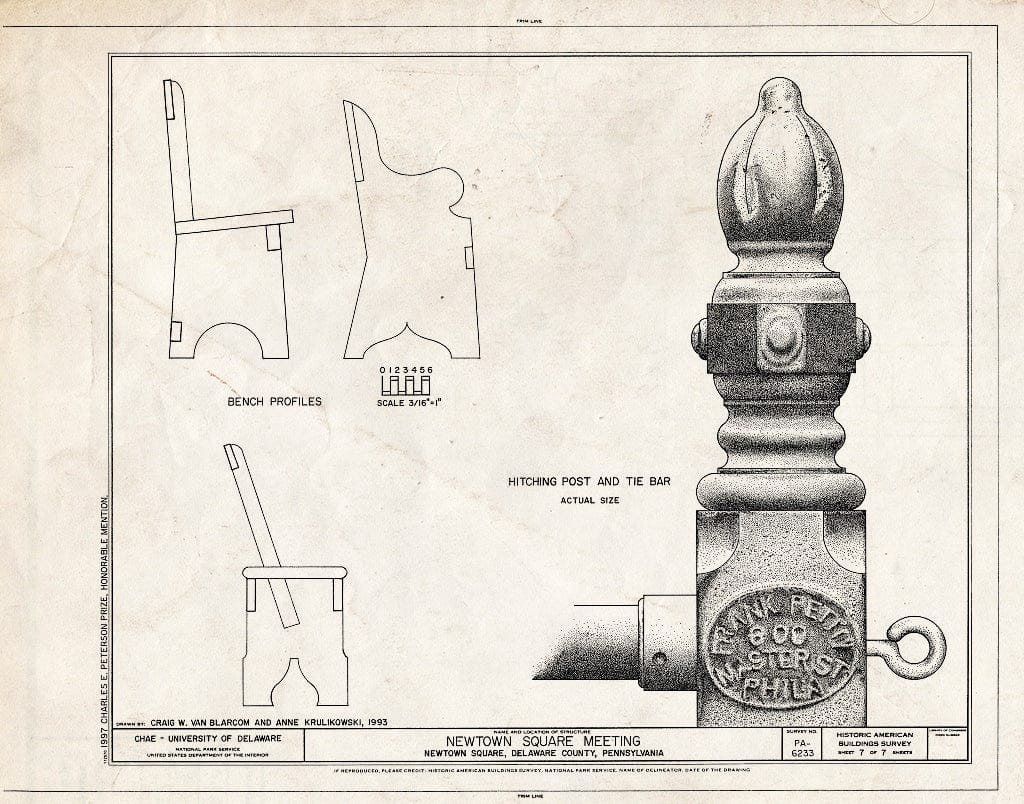 Blueprint HABS PA,23-NEWSQ,1- (Sheet 7 of 7) - Newtown Square Meeting House, 120 North Newtown Street Road, Newtown Square, Delaware County, PA