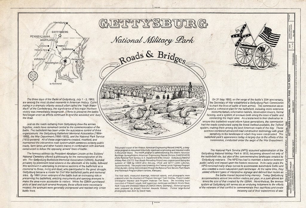 Blueprint HAER PA,1-GET.V,21- (Sheet 1 of 14) - Gettysburg National Military Park Tour Roads, Gettysburg, Adams County, PA
