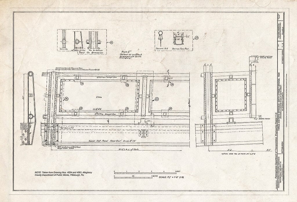 Blueprint HAER PA,2-PITBU,78A- (Sheet 7 of 8) - Three Sisters Bridges, Sixth Street Bridge, Spanning Allegheny River at Sixth Street, Pittsburgh, Allegheny County, PA