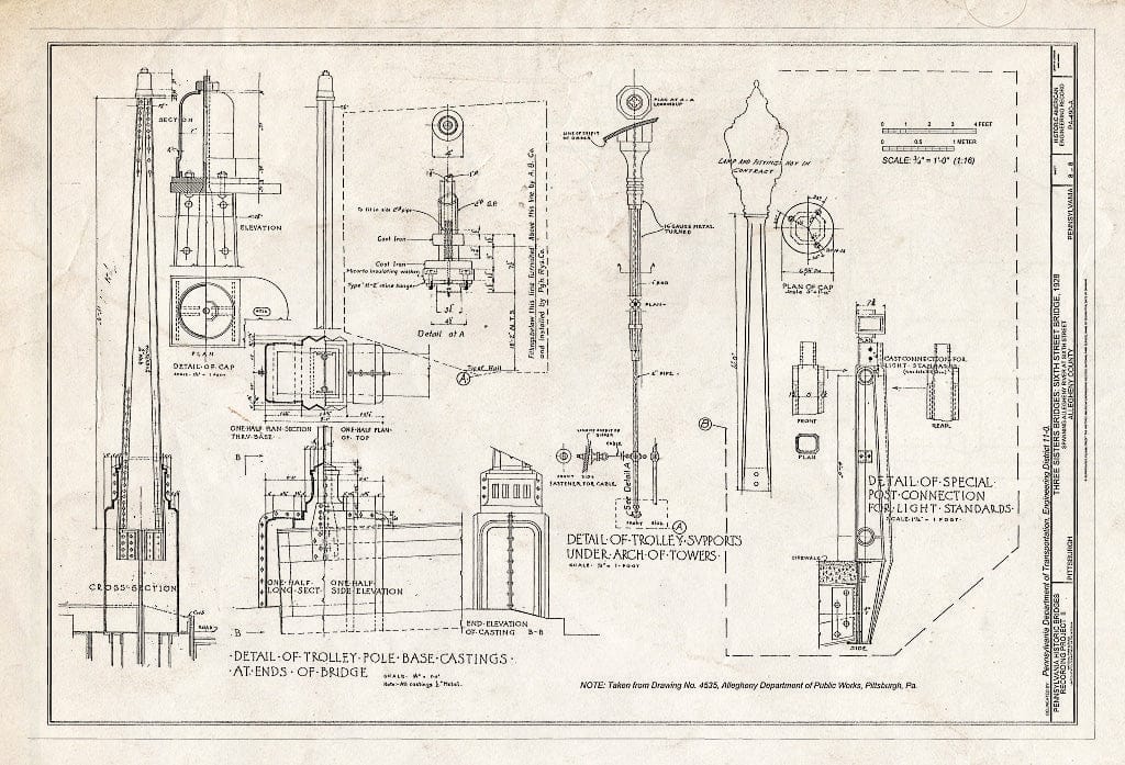 Blueprint HAER PA,2-PITBU,78A- (Sheet 8 of 8) - Three Sisters Bridges, Sixth Street Bridge, Spanning Allegheny River at Sixth Street, Pittsburgh, Allegheny County, PA