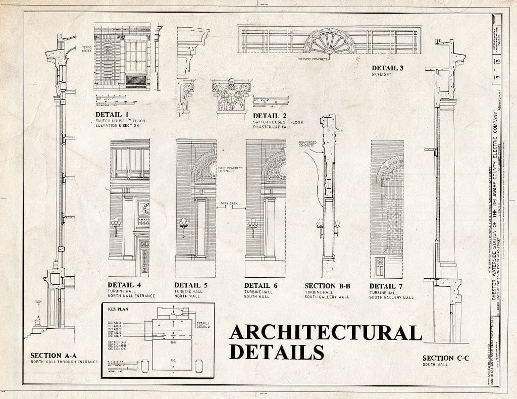 Blueprint HAER PA,23-Ches,2- (Sheet 9 of 13) - Delaware County Electric Company, Chester Station, Delaware River at South end of Ward Street, Chester, Delaware County, PA