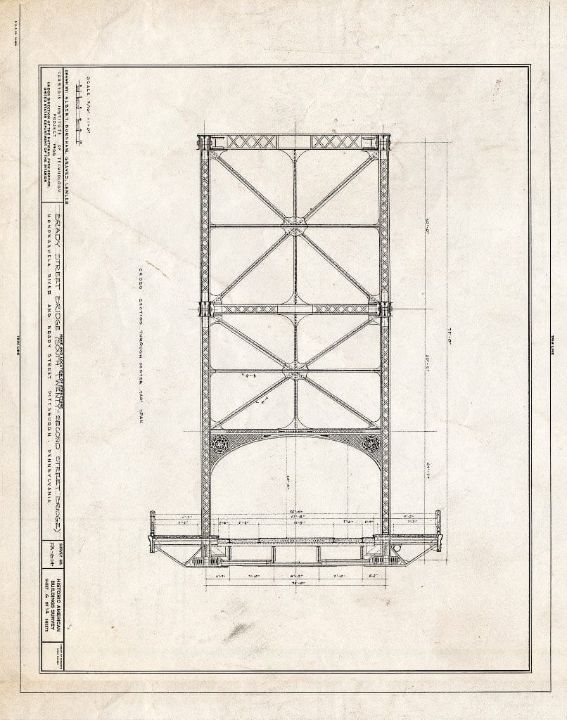 Blueprint HABS PA,2-PITBU,31- (Sheet 6 of 14) - Brady Street Bridge, Spanning Monongahela River, Pittsburgh, Allegheny County, PA