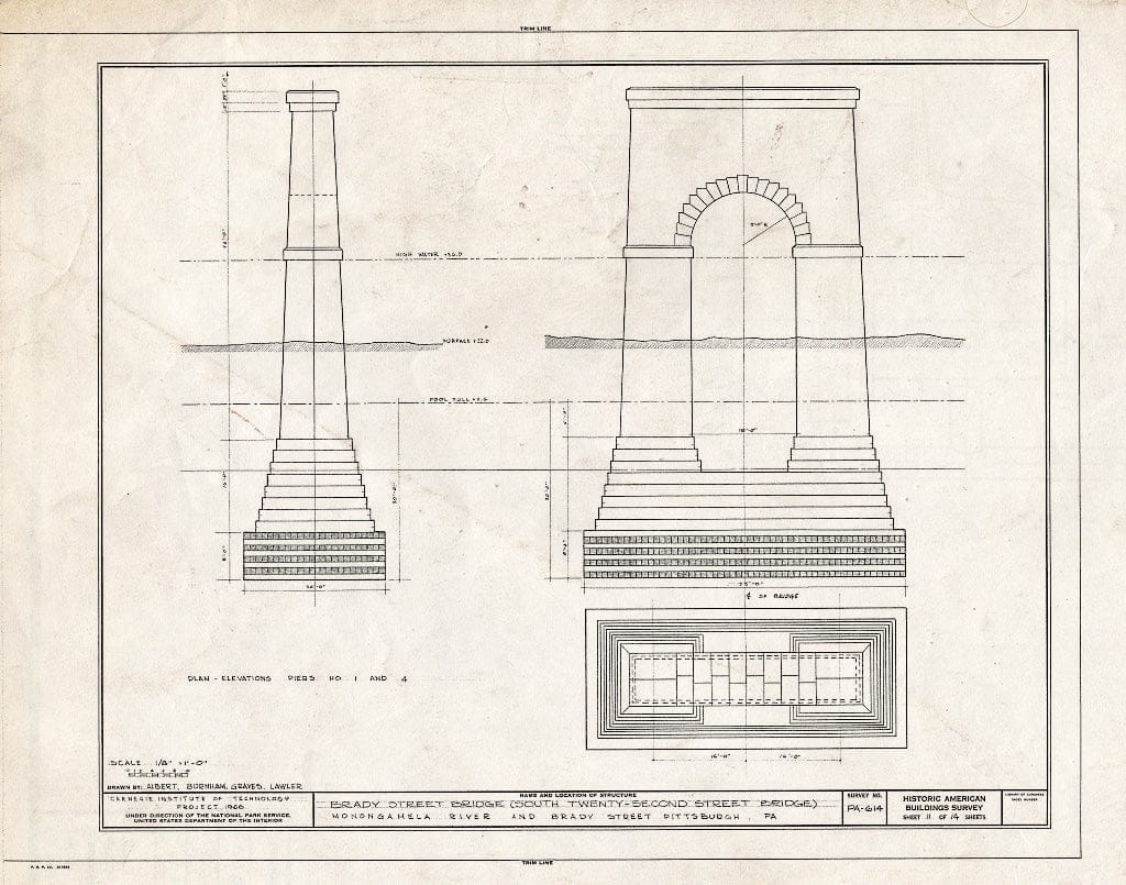 Blueprint HABS PA,2-PITBU,31- (Sheet 11 of 14) - Brady Street Bridge, Spanning Monongahela River, Pittsburgh, Allegheny County, PA