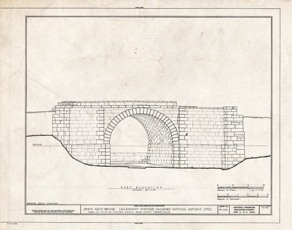 Blueprint HABS PA,7-CRES.V,1- (Sheet 3 of 5) - Skew Arch Bridge, Spanning Incline No. 6 at U.S. Route 22 (Old), Cresson, Cambria County, PA
