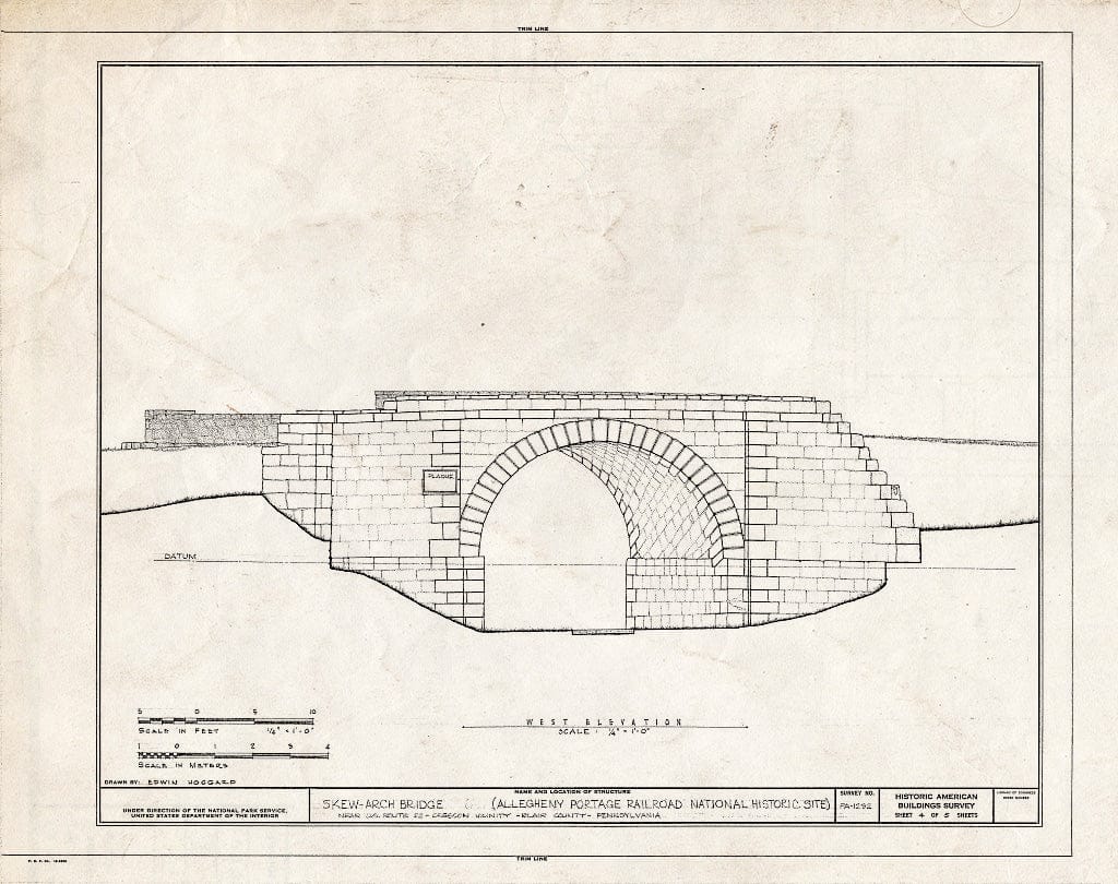 Blueprint HABS PA,7-CRES.V,1- (Sheet 4 of 5) - Skew Arch Bridge, Spanning Incline No. 6 at U.S. Route 22 (Old), Cresson, Cambria County, PA