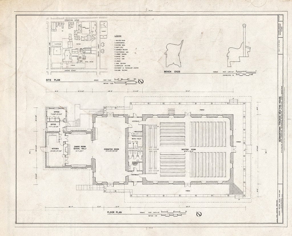 Blueprint HABS PA-6654 (Sheet 1 of 3) - Germantown Friends Meeting House, 47 West Coulter Street, Philadelphia, Philadelphia County, PA
