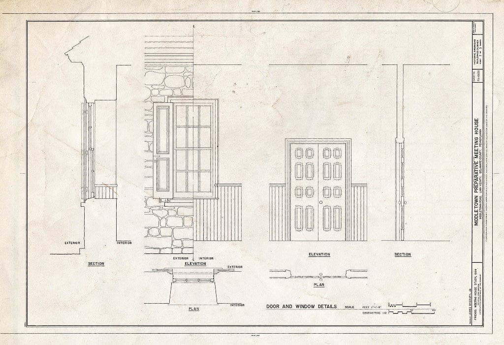 Blueprint HABS PA-6655 (Sheet 3 of 3) - Middletown Preparative Friends Meeting House, Middletown Road, 1 Mile North of Pennell Road (Route 452), Lima, Delaware County, PA