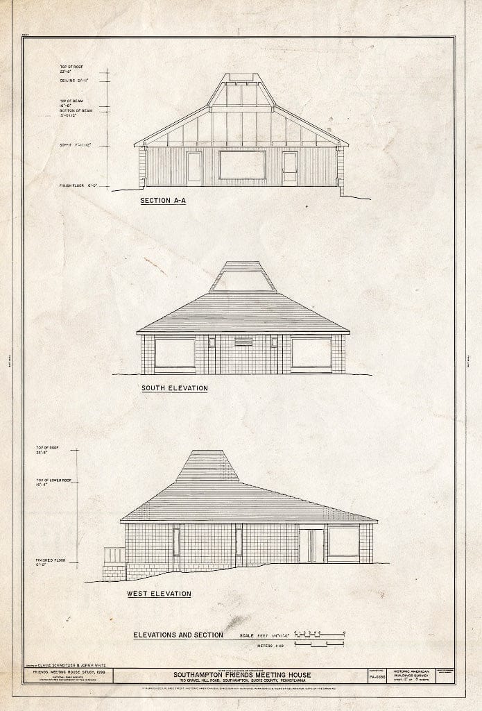 Blueprint HABS PA-6656 (Sheet 2 of 3) - Southampton Friends Meeting House, 710 Gravel Hill Road, Southampton, Bucks County, PA