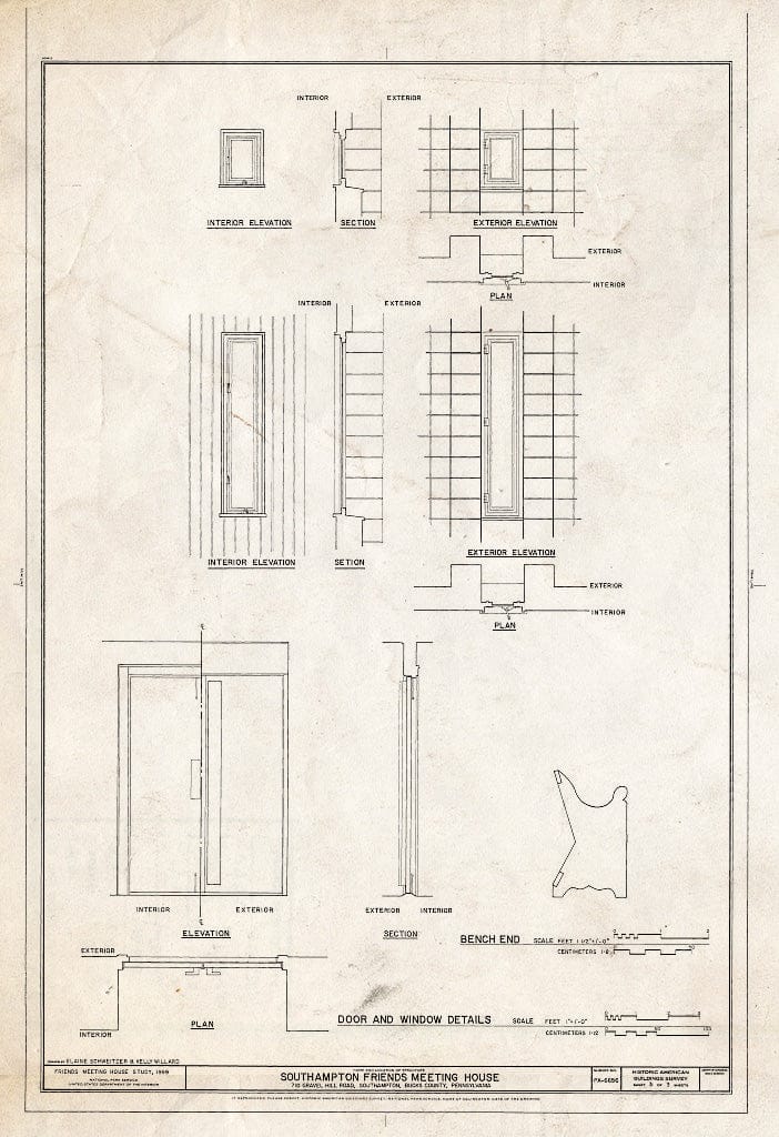 Blueprint HABS PA-6656 (Sheet 3 of 3) - Southampton Friends Meeting House, 710 Gravel Hill Road, Southampton, Bucks County, PA