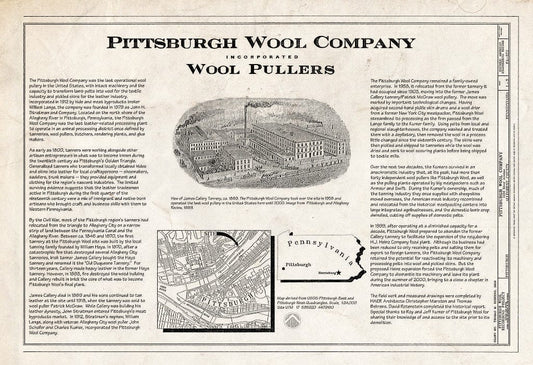 Blueprint Title Sheet, Location Map - Pittsburgh Wool Company, 1230 River Avenue, Pittsburgh, Allegheny County, PA