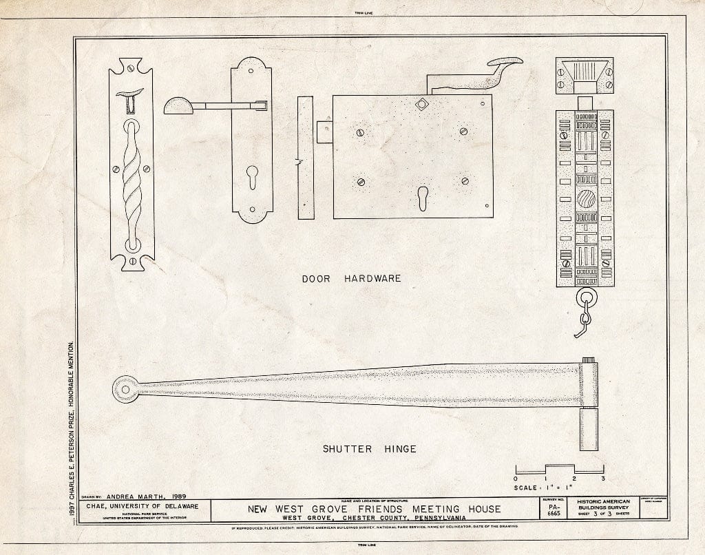 Blueprint HABS PA,15-WGRO,1- (Sheet 3 of 3) - New West Grove Friends Meeting House, State Road, Near Guernsey Road, West Grove, Chester County, PA