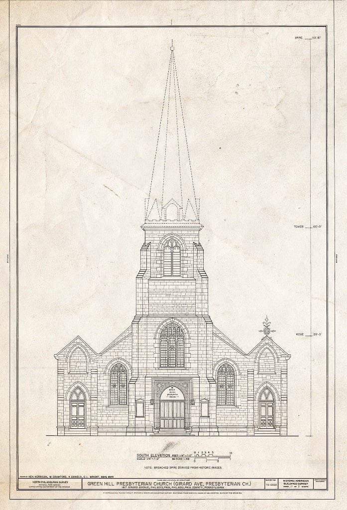 Blueprint HABS PA,51-Phila,741- (Sheet 1 of 3) - Green Hill Presbyterian Church, 1617 Girard Avenue, Philadelphia, Philadelphia County, PA