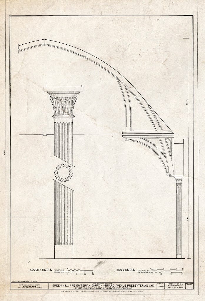 Blueprint HABS PA,51-Phila,741- (Sheet 3 of 3) - Green Hill Presbyterian Church, 1617 Girard Avenue, Philadelphia, Philadelphia County, PA