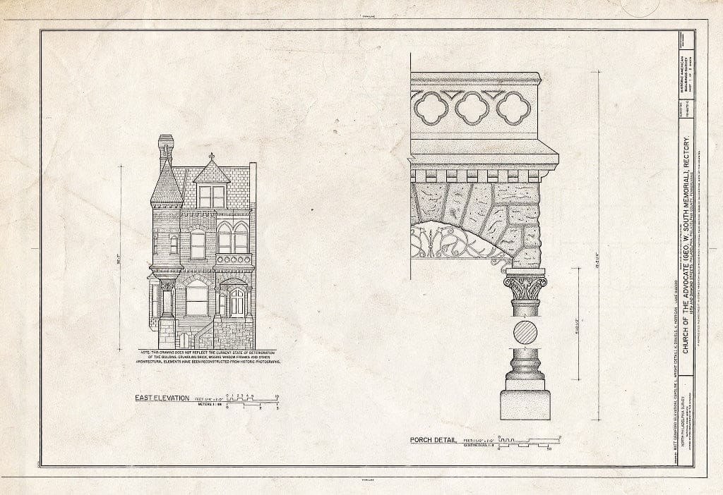Blueprint HABS PA,51-Phila,734C- (Sheet 1 of 2) - Church of The Advocate, Rectory, Eighteenth & Diamond Streets, Philadelphia, Philadelphia County, PA