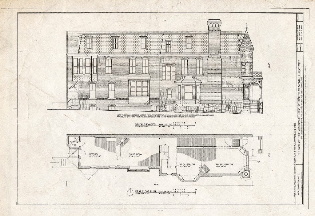 Blueprint HABS PA,51-Phila,734C- (Sheet 2 of 2) - Church of The Advocate, Rectory, Eighteenth & Diamond Streets, Philadelphia, Philadelphia County, PA