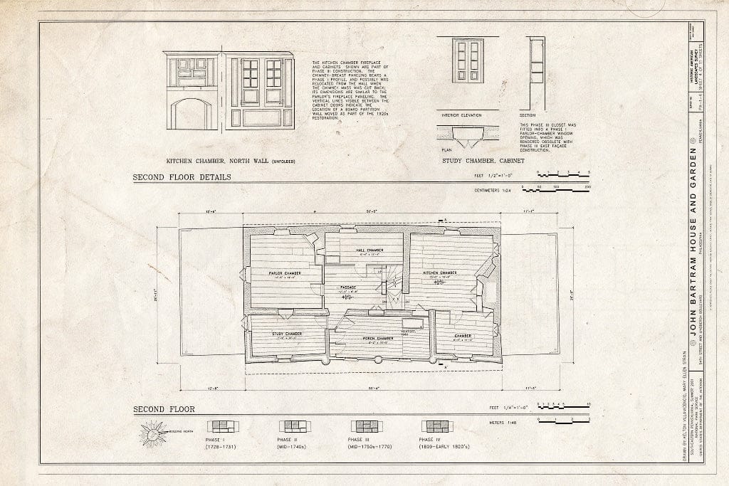 Blueprint HALS PA-1-A (Sheet 4 of 11) - John Bartram House & Garden, House, 54th Street & Lindbergh Boulevard, Philadelphia, Philadelphia County, PA