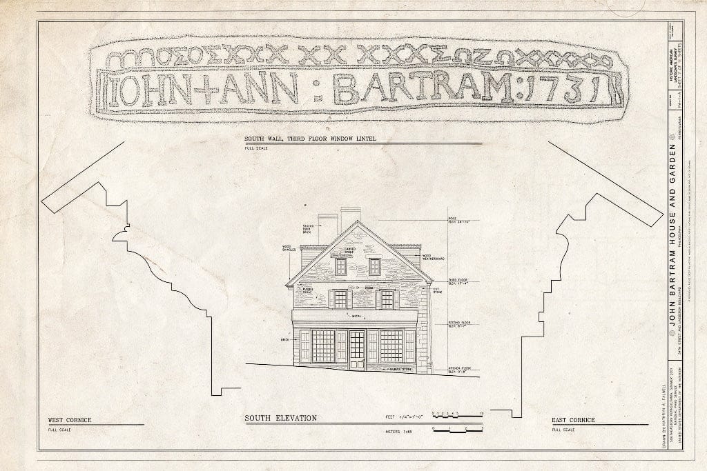 Blueprint HALS PA-1-A (Sheet 7 of 11) - John Bartram House & Garden, House, 54th Street & Lindbergh Boulevard, Philadelphia, Philadelphia County, PA