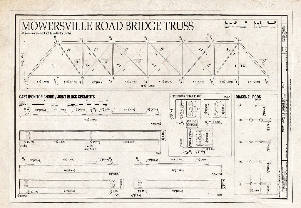 Blueprint HAER PA-590 (Sheet 2 of 4) - Mowersville Road Bridge, Mowersville Road (Township Route 644) Spanning Paxton Run, Mowersville, Franklin County, PA